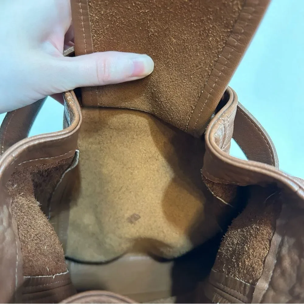 Vintage Coach 4156 Toffee Brown Leather Soho Belted Bucket Buckle Pouch Bag